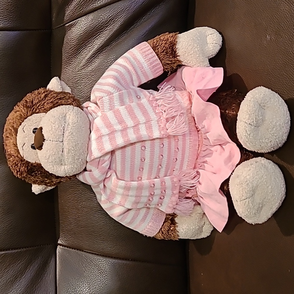 Build-a-Bear Retired Monkey 18" Excellent sweater scarf skirt